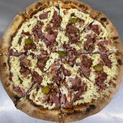 Premium: Do Motoboy - Pizza Grande (Ingredientes: Calabresa, Bacon, Catupiry, Orégano, Azeitona)