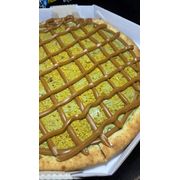 Gourmet: PISTACHE COM DOCE DE LEITE - Pizza Doce (Ingredientes: Creme de pistache, Doce de Leite, Pistache Triturado)