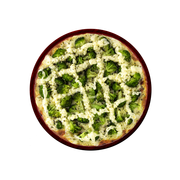 Salgadas: Brócolis Catupiry - Pizza Gigante (Ingredientes: Alho Frito, Azeitona, Brócolis, Catupiry, Molho de Tomate, Mussarela, Orégano)