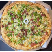 Tradicionais: Brócolis 1 - Pizza Grande (Ingredientes:  Bacon,  Mussarela, Brócolis)