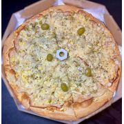 Tradicionais: Peruana - Pizza Grande (Ingredientes:  Cebola,  Ervilha,  Mussarela,  Ovos,  Palmito, Peito de Peru)