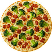 Legumes e Verduras: Brócolis Italiano - Pizza Grande (12 Fatias) (Ingredientes: Brócolis, Bacon, Catupiry, Alho, Muçarela)