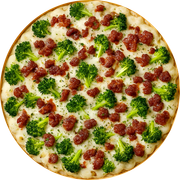 Legumes e Verduras: Brócolis - Pizza Grande (12 Fatias) (Ingredientes: Brócolis, Bacon, Catupiry, Muçarela)