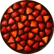 Doces: Moranguinho Preto - Pizza Grande (12 Fatias) (Ingredientes: Morango, Chocolate Preto, Muçarela)
