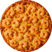 Pescados: Camarão - Pizza Grande (12 Fatias) (Ingredientes: Molho de Camarão (Cebola, Tomate, Pimentão), Muçarela)