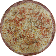 Lombo: Canadense - Pizza Grande (Ingredientes:  Azeitonas,  Catupiry,  Lombo,  Milho,  Orégano, Molho, Muçarela)