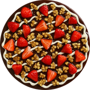Doces: Premiatta - Pizza Grande (12 Fatias) (Ingredientes: Chocolate Branco, Chocolate Preto, Morango, Nozes, Muçarela)