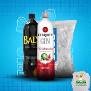 Kits de Gin 1: Kit Gin Eternity Morango + Baly 2L + Gelo 3kg)