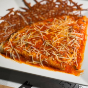 Crepes: 101-Frango C/ Catupiry - Crepes Salgados (Ingredientes: Borda de Provolone, Catupity Original, Frango, Molho Vermelho, Mussarela, Parmesão)