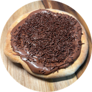 Esfihas Doces: Chocolate ao Leite - Esfiha Doce (Ingredientes: Chocolate ao Leite, Granulado)
