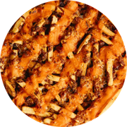Tradicionais: Bacon & Fritas - Pizza Grande (Ingredientes: Bacon, Batata Frita, Cheddar, Molho de Tomate, Mussarela, Orégano)