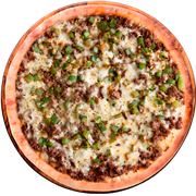 Especiais: Bolonhesa - Pizza Grande (Ingredientes: Carne Moída Temperada Com Alho e Cebola, Mussarela, Orégano, Pimentão)