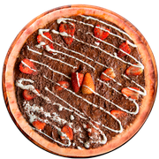 Especiais: Sensação - Pizza Grande (Ingredientes: Chocolate ao Leite, Morango, Mussarela)