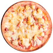 Especiais: Havaiana - Pizza Grande (Ingredientes: Abacaxi, Lombo, Molho, Mussarela, Orégano)