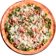 Tradicionais: Brócolis - Pizza Grande (Ingredientes: Bacon, Brócolis, Mussarela, Orégano)