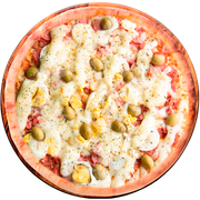 Tradicionais: Romana - Pizza Grande (Ingredientes: Milho, Mussarela, Orégano, Presunto, Tomate)