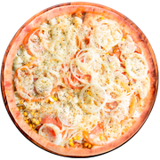 Especiais: Vegetariana - Pizza Grande (Ingredientes: Azeitona, Cebola, Milho, Mussarela, Orégano, Palmito, Tomate)