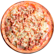 Tradicionais: Lombo Com Bacon - Pizza Grande (Ingredientes: Bacon, Lombo, Mussarela, Orégano)