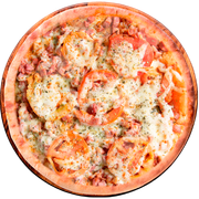 Tradicionais: Bacon c\ Tomate - Pizza Grande (Ingredientes: Bacon, Mussarela, Orégano, Tomate)