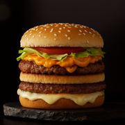 Lanches: Vicios Picanha - Burguer (Ingredientes: 2 Fatias Mussarela, Alface, Bacon, Barbecue, Batata frita, Catupiry, Cheddar Cremoso, Cheddar Fatia, Hamburguer picanha 120g, Pão Supremo)
