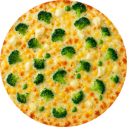 Legumes e Verduras: Vegetariana - Pizza Grande (12 Fatias) (Ingredientes: Brócolis, Palmito, Ervilha, Milho, Champignon, Muçarela)