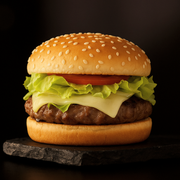 Lanches: Vicios Classic - Burguer (Ingredientes: 2 Fatias Mussarela, Alface, Carne Artesanal 120gr, Pão Brioche, Tomate)