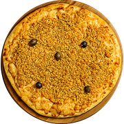 Especiais: Frango - Combo Q-rido da Le Masse! Pizza Grande + Refrigerante ou Suco 1L. (Ingredientes: Azeitona, Frango, Molho de Tomate, Mussarela, Orégano)