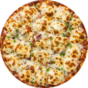 Defumados e Embutidos: Brasileira - Pizza Grande (12 Fatias) (Ingredientes: Palmito, Ervilha, Bacon, Presunto, Muçarela)