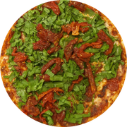 Legumes e Verduras: Rúcula - Pizza Grande (12 Fatias) (Ingredientes: Rúcula, Tomate Seco, Muçarela)