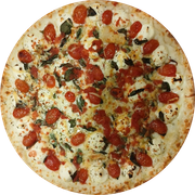 Especial: Marguerita Philadelphia - Pizza Grande (Ingredientes:  Cream Cheese,  Manjericão,  Parmesão, Molho, Muçarela, Tomate cereja)
