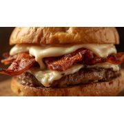 Linha Artesanal: Texa BBQ 120g - Linha Jerragê (Ingredientes: Carne Artesanal Grelhada de 120g, Deliciosa Maionese da Casa, Mussarela, Pão Brioche, Sob Tiras de Bacon)