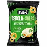 Sem Glúten: Snack cebola e salsa 35g Belive - O clássico salgadinho crocante em formato de anel com gostinho de cebola e salsa.