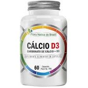 Suplementos: Cálcio D3 500mg 60cps Flora Nativa - Auxilia na saúde e fortalecimento de ossos e dentes, melhora a absorção de cálcio e ajuda na prevenção da osteoporose.