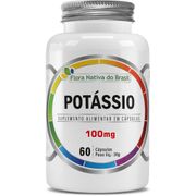Suplementos: Potássio 100mg 60cps Flora Nativa - Regula a pressão arterial, mantém equilíbrio hídrico, fortalece músculos e coração, apoia função nervosa e previne cãibras.