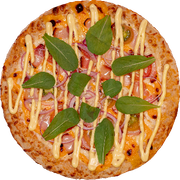 Pizzas American: American - Medium Pizza (Média) (Ingredientes: Bacon, Cebola Roxa, Cheddar Cremoso, Molho de Tomate, Mozzarella, Rúcula fresca)