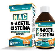 Suplementos: N-acetilcisteína 40mg/ml 120ml Flora Nativa - NAC da Flora Nativa ajuda a aumentar a produção de glutationa (antioxidante), protege as células contra estresse oxidativo, apoia a saúde respiratória (dilui muco, facilita expectoração), auxilia na desintoxicação do fígado, e tem ação anti-inflamatória.