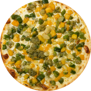 Doces: Califórnia - Pizza Grande (12 Fatias) (Ingredientes: Pêssego, Abacaxi, Figo, Muçarela)