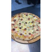 Tradicional: Portuguesa - Pizza Grande (Ingredientes: Molho de Tomate,  Presunto,  Ovo,  Cebola,  Pimentão,  Ervilha,  Mussarela, Orégano,  Tomate)
