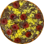 Doces: Valentina - Pizza Grande (12 Fatias) (Ingredientes: Chocolate Preto, Fios de Ovos, Cereja, Muçarela)