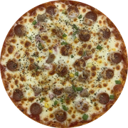 Legumes e Verduras: Francesa - Pizza Grande (12 Fatias) (Ingredientes: Palmito, Ervilha, Ovo, Cebola, Batata Palha, Muçarela)
