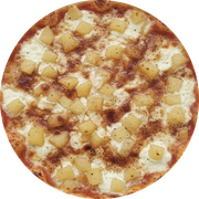 Doces: Abacaxi Nevado - Pizza Grande (12 Fatias) (Ingredientes: Abacaxi, Chocolate Branco Gratinado, Canela, Muçarela)