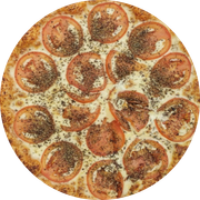 Queijos : Provolone - Pizza Grande (12 Fatias) (Ingredientes: Provolone, Tomate, Manjericão)