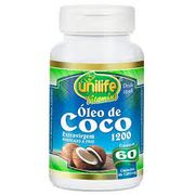Suplementos: Óleo de coco 60cps Unilife - Fortalece cabelos e unhas, hidrata a pele, auxilia na digestão e pode contribuir para a saúde do coração.