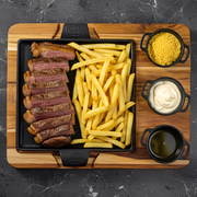 Petiscos: Picanha com Fritas - Petiscos (Ingredientes: Batata Frita, Farofa, Molho da Casa, Picanha)