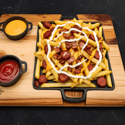 Petiscos: Batata Maluca - Petiscos (Ingredientes: Bacon, Batata Frita, Calabresa, Catupiry, Cheddar)