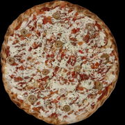 Pizzas: Pizza Don peponi - PIzza (Ingredientes: Azeitonas, Calabresa ralada, creme de leite, Molho de tomate, Mussarella, Orégano, salame, Tomate picado)