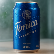 Bebida: Tônica Antárctica Lata 350ml - Água Gaseificada, Extrato Vegetal de Quinino, contém sabor leve e natural.