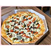 Pizzas Salgadas: #055 | Peru Nobre - Pizza Grande (Ingredientes: Cream cheese Philadelphia, tomate cereja, manjericão)