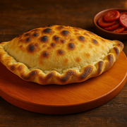 Calzone: Calzone de Calabresa - Calzone - Médio (Ingredientes: Molho de Tomate, Orégano, Calabresa, Mussarela)