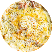 Tradicionais: Lombinho com Catupiry - Pizza Gigante  (Ingredientes: Molho,  Muçarela,  Lombinho Canadense,  Catupiry,  Orégano)